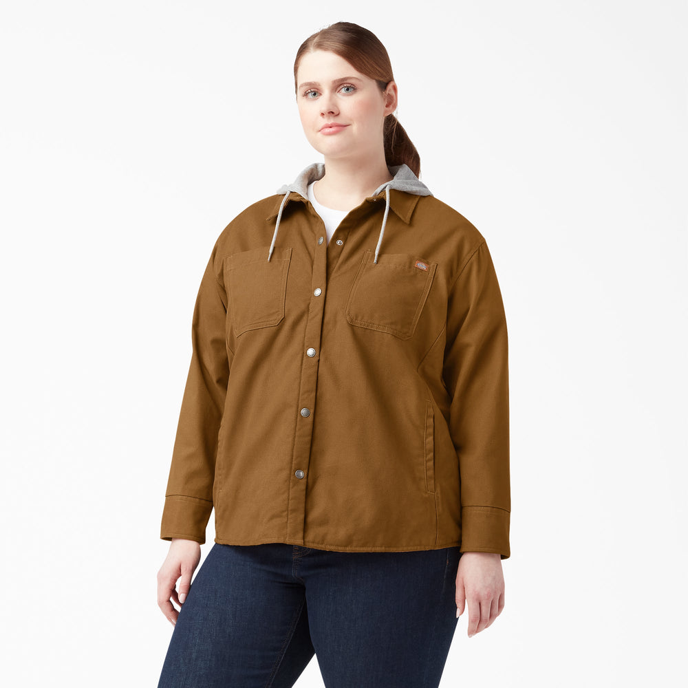 Women's Plus Duck Hooded Shirt Jacket | Dickies