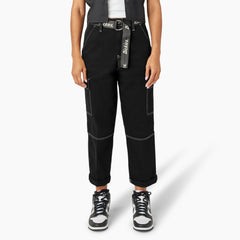 Women's Relaxed Fit Contrast Stitch Cropped Cargo Pants | Dickies