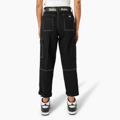 Women's Relaxed Fit Contrast Stitch Cropped Cargo Pants | Dickies