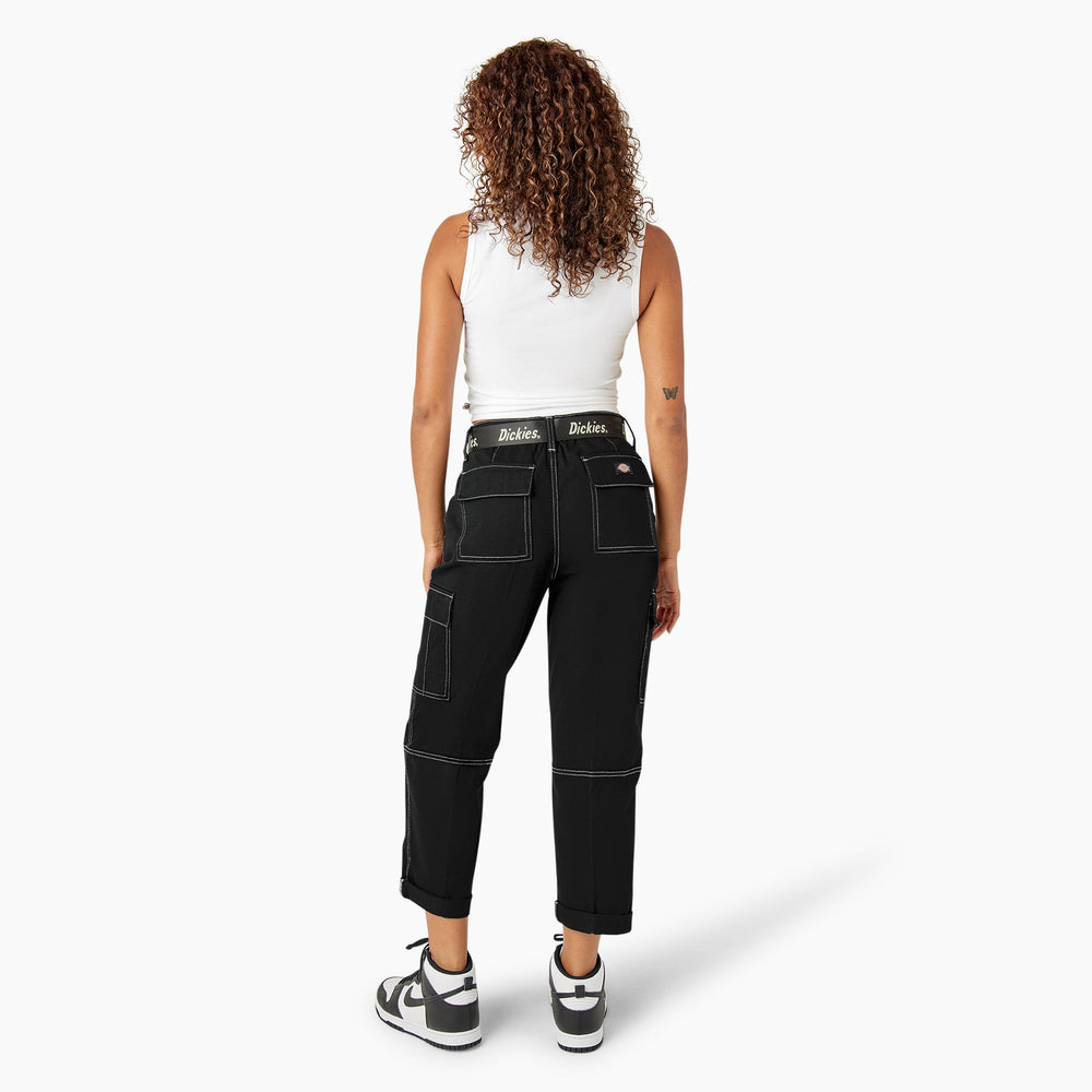 Women's Relaxed Fit Contrast Stitch Cropped Cargo Pants | Dickies