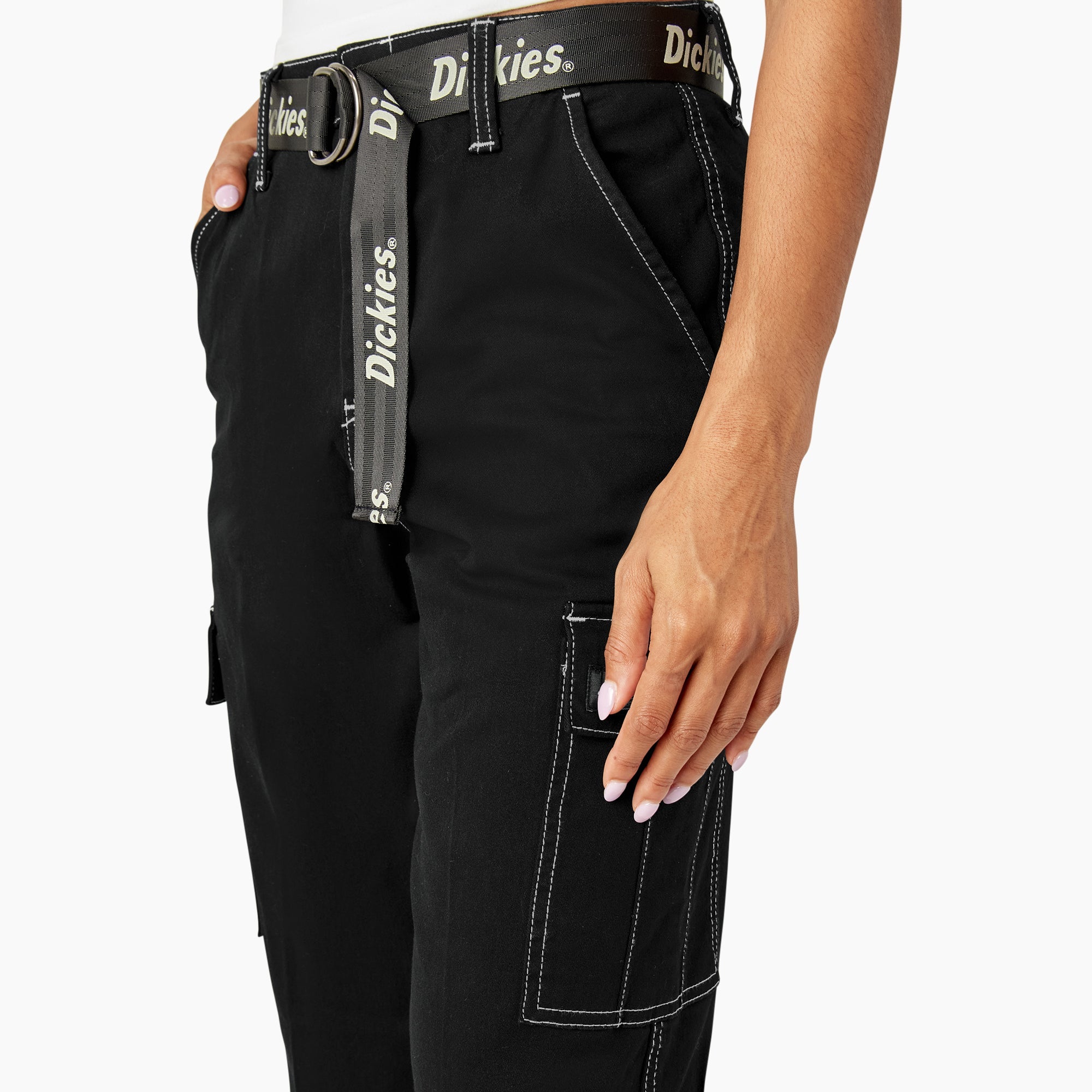 Women's Relaxed Fit Contrast Stitch Cropped Cargo Pants | Dickies