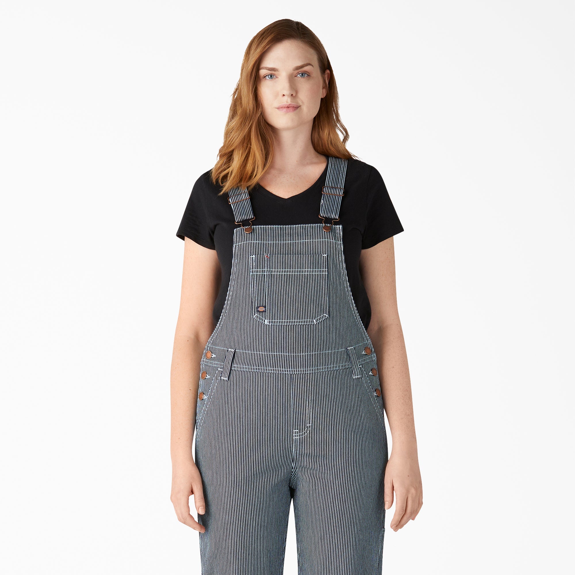 Women's Hickory Stripe Boyfriend Fit Bib Overalls | Dickies