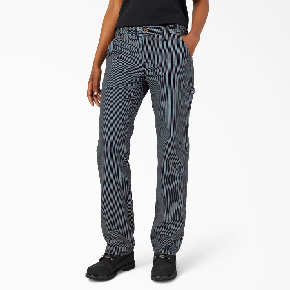 Women's FLEX Relaxed Fit Hickory Stripe Carpenter Pants | Dickies