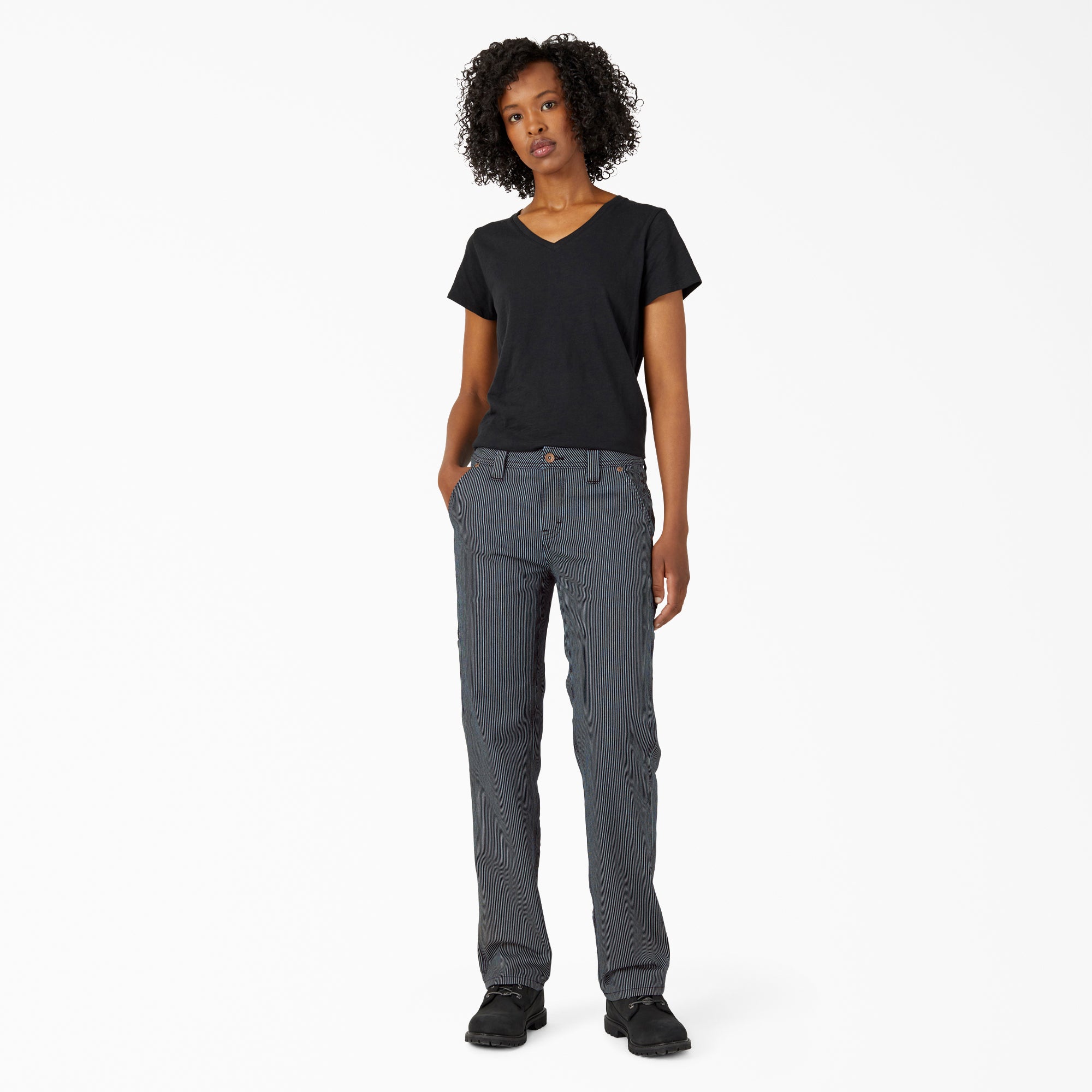 Women's FLEX Relaxed Fit Hickory Stripe Carpenter Pants | Dickies