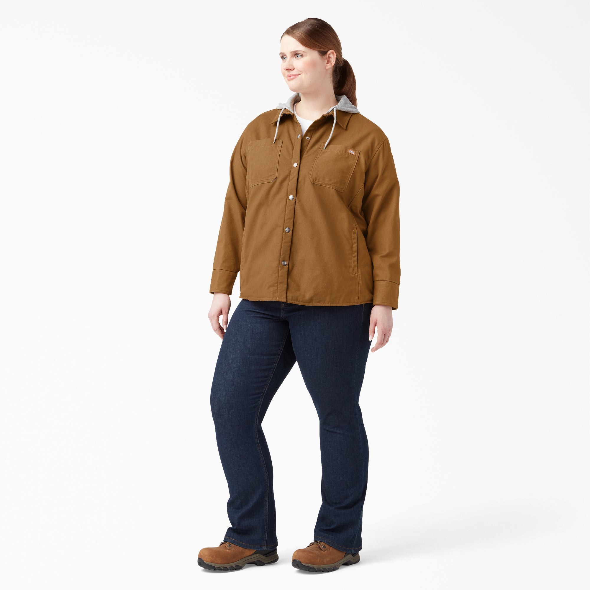 Women's Plus Duck Hooded Shirt Jacket | Dickies