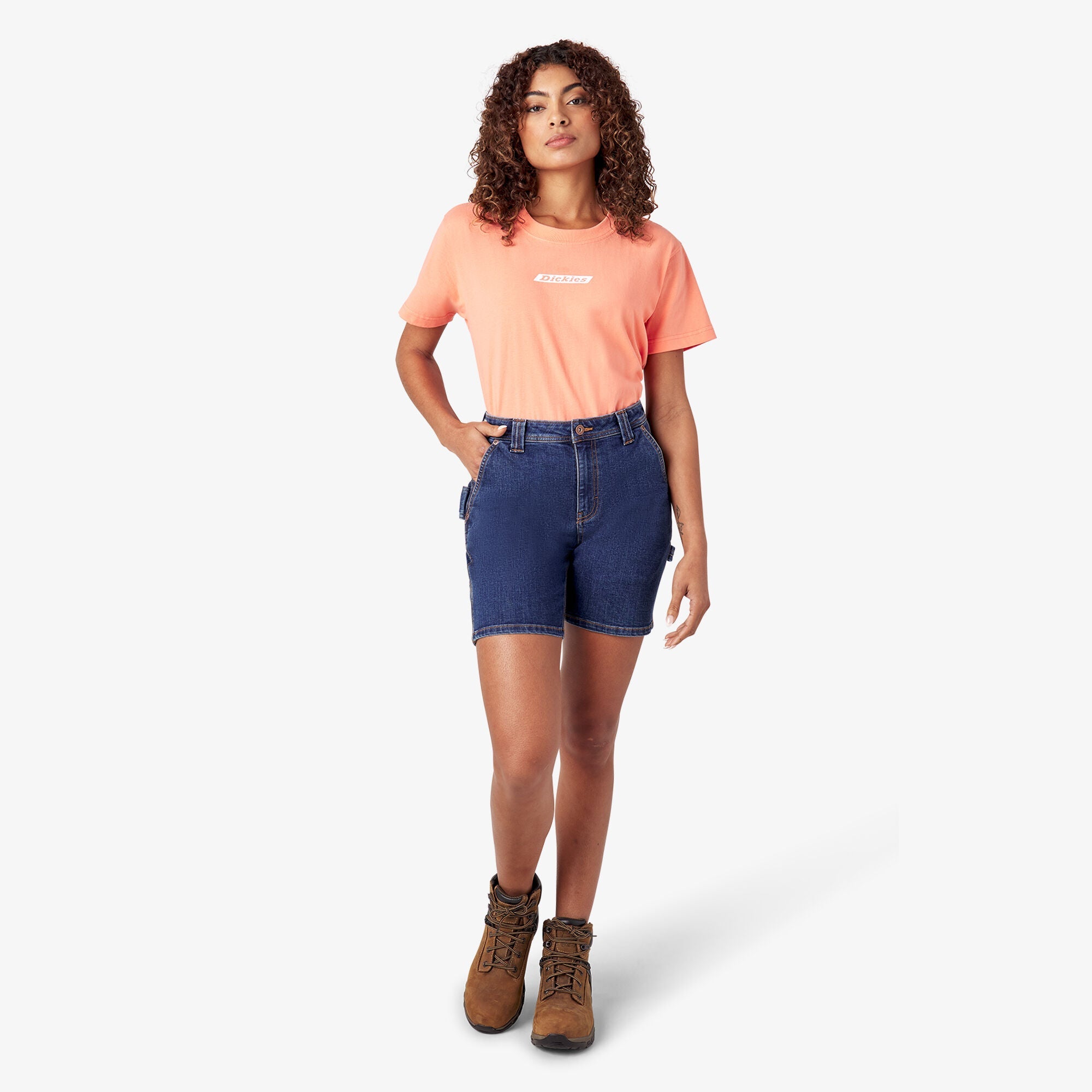 Women’s Relaxed Fit Denim Carpenter Shorts, 7" | Dickies